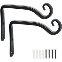 2er-Set schwarze Wandhaken zum Aufhängen, dekorativ, aus Schmiedeeisen, für den Garten, mit Schrauben, für Pflanzen, Vogelhäuschen, Laternen von ZVD