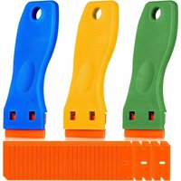 3-teiliger Kunststoffschaber mit 50 Stück Kunststoffklingen. Schaber für Ceranfeld, Glasplatten, Schaber zum Entfernen von Kleber, Etiketten, Farbe, von ZVD