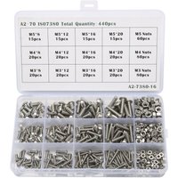 ZVD - 440-teiliges M3-M4-M5-Sechskantmuttern-Set aus Edelstahl mit Aufbewahrungsbox von ZVD