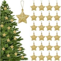 48 sternförmige Christbaumkugeln mit Goldglitzer, kleine hängende Kunststoffsterne, Weihnachtsdekoration aus Kunststoff für Weihnachtsfeiern, 48 sternförmige Christbaumkugeln mit Goldglitzer, kleine hängende Kunststoffsterne, Weihnachtsdekoration aus Kunststoff für Weihnachtsfeiern, von ZVD