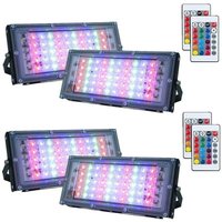 4er-Pack dimmbare RGB-LED-Flutlichter für den Außenbereich, IP66 wasserdicht, mit Fernbedienung, 16 Farben, 4 Beleuchtungsmodi für draußen, drinnen von ZVD