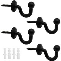 4er-Set Gardinenhaken, 61 mm schwarze Vorhang-Raffhalter aus Metall, wandmontierte Vorhanghalter, Gardinen-Raffhalter, U-förmiges Design, 4er-Set Gardinenhaken, 61 mm schwarze Vorhang-Raffhalter aus Metall, wandmontierte Vorhanghalter, Gardinen-Raffhalter, U-förmiges Design, von ZVD