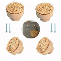 4er Set Rattan-Möbelknöpfe - Bohème-Stil - für Möbel - Holz - Vintage-Stil von ZVD