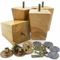4er-Set Sofabeine aus Holz – 8 cm quadratische Sofabeine – Mid-Century Modern Ersatzbeine – für Sessel, Couchtisch, Kommode (8 cm, Holzfarbe) von ZVD