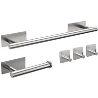 5-teiliges Badezimmer-Zubehör-Set, Handtuchstange, Toilettenpapierhalter, Wandhaken, gebürsteter Edelstahl 5-teiliges Badezimmer-Zubehör-Set, Handtuchstange, Toilettenpapierhalter, Wandhaken, gebürsteter Edelstahl von ZVD