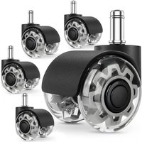 5er-Pack Bürostuhlrollen, 11 x 22 mm Bürostuhl-Lenkrollen, 360 Grad drehbar, keine Kratzer, für Hartböden, Parkett, Teppich, Laminat, keine von ZVD