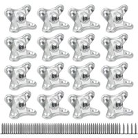 Abnehmbare Eckstrebe - 16 Stück Butterfly-Klammerverbinder, Eckstrebe für Holz, Furnier (mit 64 Schrauben) Silber von ZVD