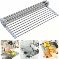 Aufrollbarer Geschirr-Trockenständer, BPA-frei, faltbare Abtropfgestelle für die Spüle, ideal für Obst, Gemüse, Teller, silikonbeschichteter von ZVD