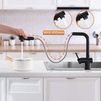 Ausziehbarer Küchenhahn, Lonheo Küchenspüle Mischbatterie mit ausziehbarer Brause, 2 Sprühmodi Küchenarmaturen, Kalt & Warm verfügbar von ZVD