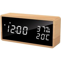 Digitaler Wecker aus Holz, elektronischer Wecker mit Alarmeinstellungen, USB-betriebene Digitaluhr, Wecker mit LED-Anzeige von Zeit, Temperatur und von ZVD