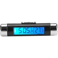 ZVD - Digitales Clip-on-Autothermometer – Mini-Uhr mit LCD-Display mit Hintergrundbeleuchtung, Temperatur- und Meteranzeige (blaue von ZVD