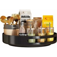 Drehteller aus Metallstahl für Schrank-Organizer, drehbare Gewürzregale für Vorratsschrank-Organizer-Tisch, 25 cm, schwarz von ZVD
