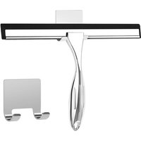 Duschabzieher aus Edelstahl, 25,5 cm, mit Wandhaken, ohne Bohren, für Glas und Spiegel, silberfarben von ZVD