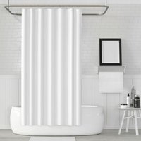 Duschvorhang, weißer, wasserdichter und schimmelresistenter Stoff-Duschvorhang, maschinenwaschbar, mit 8 rostfreien Haken und beschwertem Saum unten, von ZVD