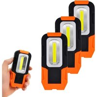 Faltbare LED-Taschenlampe – tragbare 3-W-COB-LED-Magnettaschenlampe, Magnetfuß und Haken (3er-Pack) von ZVD