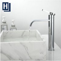 Hochgewölbter Badezimmer-Wasserfallhahn mit 360° schwenkbarem Auslauf – Waschtischarmatur aus verchromtem Messing im modernen Design für das von ZVD