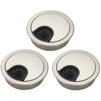 Kabeldurchführungen für den Schreibtisch, Kabelabdeckungen für Zuhause und das Büro (gebürstetes Silber, 3 Stück) von ZVD