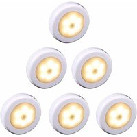 Kabelloses LED-Licht mit Bewegungsmelder für Schrank, Treppe, Flur, Küche, Schlafzimmer (6 Stück) (weiße Schale (warmes Licht) von ZVD