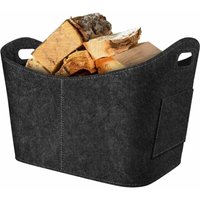 Kaminholzkorb, Filz-Holzkorb, Faltbarer Filz-Holzkorb, Kaminholztasche für Holz, Zeitungen, Kaminholz, 53x30x40cm, Dunkelgrau von ZVD