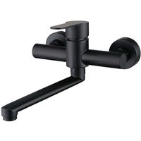 Küchenmischbatterie zur Wandmontage aus Edelstahl, 360° schwenkbar für Küchenspüle, einstellbares Warm- und Kaltwasser, Schwarz von ZVD