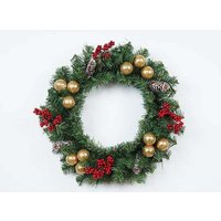 Künstlicher Weihnachtskranz mit hängender Glocke und dreiblättriger Frucht 4646, Wandbehang Künstlicher Weihnachtskranz mit hängender Glocke und dreiblättriger Frucht 4646, Wandbehang von ZVD