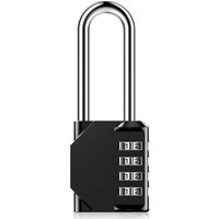 Langes Zahlenschloss für den Außenbereich, für Tor, Gartenhaus, großes 4-stelliges langes Zahlenschloss, schwarzes Zahlenschloss von ZVD