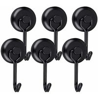 Leistungsstarker Magnethaken, drehbarer Kühlschrankmagnet, schwarzer Neodym-Magnethaken, Magnethaken für Küchenhandtücher, Regal, 6 Stück T-Audace von ZVD