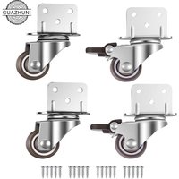 4er-Set 25 mm Lenkrollen mit Bremse für Möbel, Blumentöpfe, L-förmige Montageplatte RTGPT von ZVD