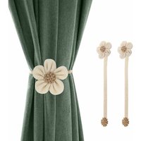 Magnetische Vorhang-Raffhalter mit Schnallen, [2er-Pack] Sonnenblumen-Dekorativer Leinen-Raffhalter mit geflochtener Schnur, große magnetische von ZVD