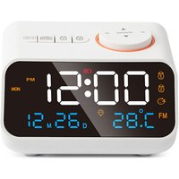 Multifunktions-LED-Radiowecker, Musik-Timer, wiederaufladbar, FM-Radio, Heimwecker, Weiß - ZVD von ZVD