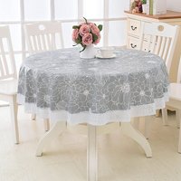 Runde PVC-Wachstuch-Tischdecke, mit Blumenmuster und Spitze, wasserfest, schmutzabweisend, runde Tischdecke, Esszimmer-Wachstuch-Tischdecke, für Runde PVC-Wachstuch-Tischdecke, mit Blumenmuster und Spitze, wasserfest, schmutzabweisend, runde Tischdecke, Esszimmer-Wachstuch-Tischdecke, für von ZVD