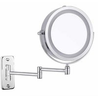 Schminkspiegel zur Wandmontage – 10-fach doppelseitiger LED-Kosmetikspiegel, 360° schwenkbar, batteriebetrieben (nicht im Lieferumfang enthalten), von ZVD