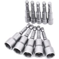 Schraubendreher-Stecknuss-Adapter, 10 Stück, 6–19 mm – Sechskant – Chrom-Vanadium-Stahl – für Steckschlüssel, Bohrer, Steckschlüssel Schraubendreher-Stecknuss-Adapter, 10 Stück, 6–19 mm – Sechskant – Chrom-Vanadium-Stahl – für Steckschlüssel, Bohrer, Steckschlüssel von ZVD