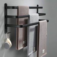 Schwarzer, wasserfester, selbstklebender Handtuchhalter zur Wandmontage – 60 cm von ZVD