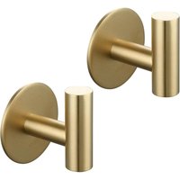 Selbstklebende Handtuchhaken zur Wandmontage, 2er-Pack, Handtuchhalter aus Edelstahl, ohne Bohren, gebürstetes Gold Selbstklebende Handtuchhaken zur Wandmontage, 2er-Pack, Handtuchhalter aus Edelstahl, ohne Bohren, gebürstetes Gold von ZVD