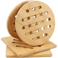 Set mit 4 Untersetzern aus Bambus, hitzebeständig, Untersetzer aus Naturholz für Teekannen, Schüsseln und Tischteller – 15 cm von ZVD