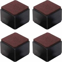 Set mit 4 selbstklebenden Möbelerhöhungen aus Kohlenstoffstahl – 50 mm Höhe für Betten, Sofas, Kleiderschränke – schwarze Quadrate. von ZVD