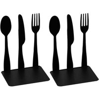 Stück Buchstützen, originelle Buchstützen im Besteckstil, schwarze, kratzfeste Buchstützen, dekorative Buchtrenner für Küche, Schule, Buchhandlung von ZVD