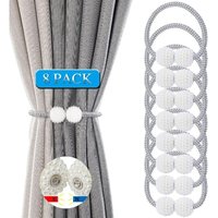 Stück Vorhang-Raffhalter, magnetische Vorhang-Raffhalter mit Seil und magnetischer Kugel für die Dekoration von Zuhause, Büro und Hotel (Silbergrau) von ZVD