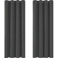 Thermoisolierte Verdunkelungsvorhänge, 117 x 138 cm (BxH), Modernes Design mit Ösen, für Wohnzimmer und Schlafzimmer, Dunkelgrau, 2er-Set - DPZO von ZVD