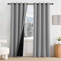 Verdunkelungsvorhänge mit Ösen – Modernes Wohnzimmer-Vorhangset (2er-Set), blickdicht, grau, Breite 106 cm, Höhe 160 cm von ZVD