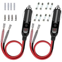 ZVD - 2 Stück Zigarettenanzünder-Stecker-Adapter mit 16 awg 12 V/24 v Universal-Stromkabel, für Auto-Wechselrichter, Luftpumpe, Elektrobecher von ZVD