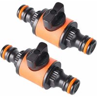 ZVD-2er-Pack Gartenschlauch-Schnellverbinder, Gartenarmaturen, Schnellverbinder für Wasserschläuche, Doppelnippel mit Umschaltventil, verlängerter von ZVD