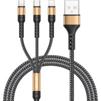 ZVD-3-in-1-Universalkabel [1,3 m] Multi-USB-Nylon-Ladekabel mit Micro-USB Typ C Lightning-Kabel für iPhone, Samsung Galaxy, Huawei, Honor. von ZVD