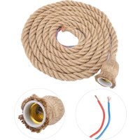 ZVD 3 m E27 Vintage Hanfseil Deckenleuchte Sockel Pendelleuchte Lampenfassung 85-265 V, 3 m 1 Kopf von ZVD