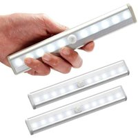 ZVD-3er Set LED Bewegungsmelderleuchten Innen Schrankleuchte 10 LEDs Kabelloser Strahler, LED Schrankleuchte Batteriebetrieben mit Magnetstreifen, von ZVD