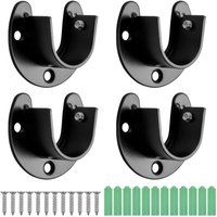 ZVD - 4Pcs u Shaped Curtain Rod, 25mm Curtain Rod End Bracket, Stainless Steel Closet Pole Sockets, Flange Bracket, Closet Rod End with Screws, Black ZVD - 4Pcs u Shaped Curtain Rod, 25mm Curtain Rod End Bracket, Stainless Steel Closet Pole Sockets, Flange Bracket, Closet Rod End with Screws, Black von ZVD