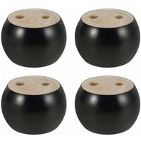 ZVD 4er-Set, 5 cm hohe, runde Möbelbeine aus Holz für Sofa, Bett, Sessel, Schrank, mit Schrauben und Bändern (schwarz) von ZVD