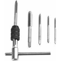 ZVD-5-teiliges Sortiment metrischer Handgewindebohrer mit gerader Nut M3 M4 M5 M6 M8 mit 1 verstellbarem Schraubenschlüssel, Gewindebohrer-Satz aus von ZVD