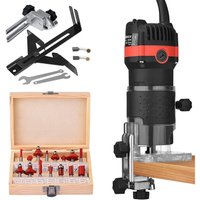 ZVD-Bois Défonceuse Affleureuse Électrique Affleureuse Défonceuse Diamètre 6,35 mm 30000 TR/Min Défonceuse affleureuse électrique avec 15 Jeux de von ZVD